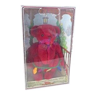 Yulebeary Christmas Bear Gund 8899 Box Plush Maroon Lights 9" Holiday Gift 1999